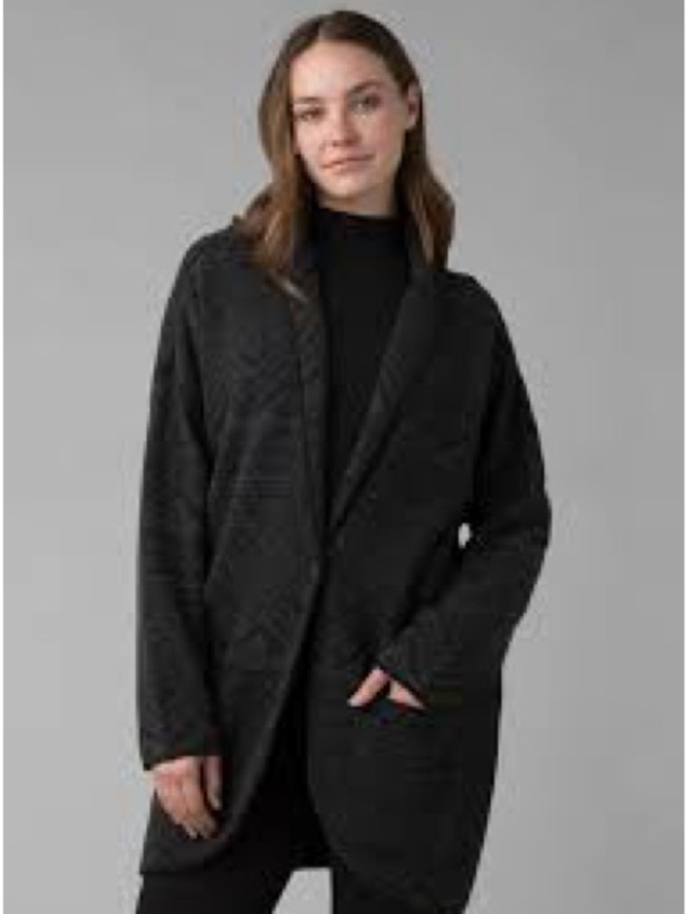 NWT Prana Sevie Organic Cotton Women's Quilted Open-Front Coatigan L